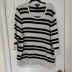 Lands' End Black and Cream Striped Sweater